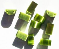 10 8x12mm Half-Moon Olive Double Holed Fiber Optic Spacer Beads